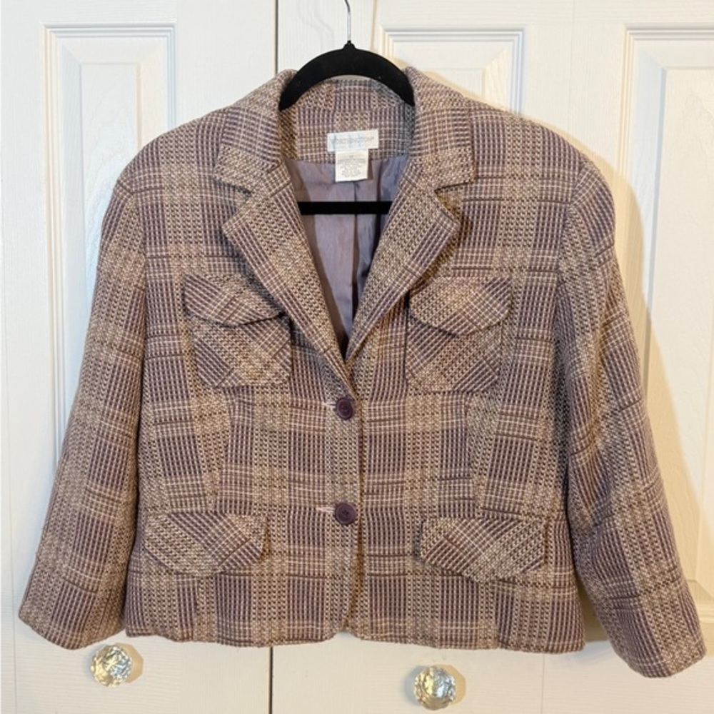 Worthington Lavender Checkered Short Blazer SUPER CHIC! AD